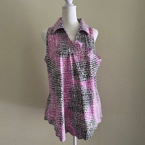 Jofit Shirt Desert Falls Print Sleeveless Collared Polo V-Neck SZXL Golf Sports